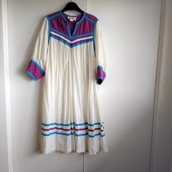 Vintage 80s white cotton purple daydress napdress housedress 🎈HOST PICK 🎈 - Picture 1 of 11